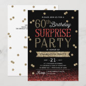60e Glitter Confetti Surprise Party Invitation Kaart (Voorkant / Achterkant)