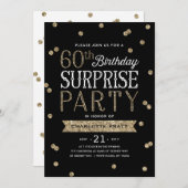 60e Glitter Confetti Surprise Party Invitation Kaart (Voorkant / Achterkant)