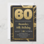 60e Gold Marble Birthday Invitation Kaart (Voorkant)
