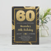 60e Gold Marble Birthday Invitation Kaart (Staand voorkant)