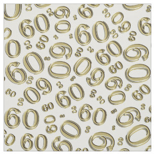 60e Gold & White Random Number Pattern 60 Stof