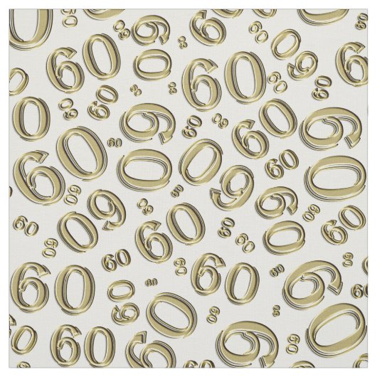 60e Gold & White Random Number Pattern 60 Stof (Swatch)