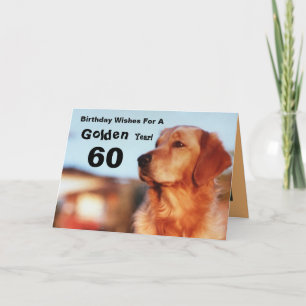 60e Golden Year Birthday Golden Retriever Card Kaart