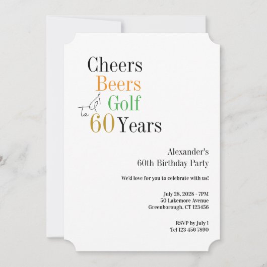 60e Golf Verjaardag Cheers en bieren Minimal Kaart (Voorkant)