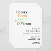 60e Golf Verjaardag Cheers en bieren Minimal Kaart (Voorkant / Achterkant)