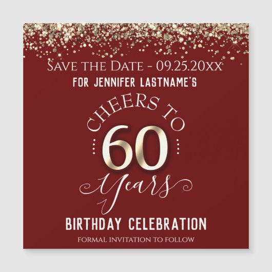 60e gouddag Sparen de Datum Magnet (Voorkant)