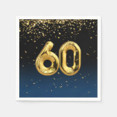 60e gouden ballonnen en Confetti Napkins Servet (Voorkant)