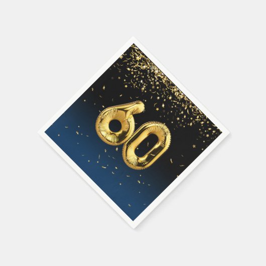 60e gouden ballonnen en Confetti Napkins Servet (Hoek)