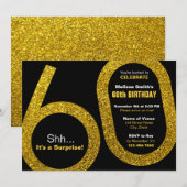 60e Gouden Glitter Verjaardag Uitnodiging (Voorkant / Achterkant)