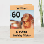 60e Gouden Verjaardag Wensen Golden Retriever Hond Kaart (Voorkant)