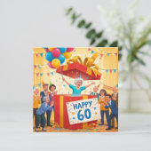 60e Grappige Oma in Giant Gift Box verjaardagskaar Kaart (Staand voorkant)