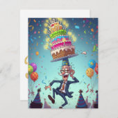 60e Grappige Opa Balanceren Verjaardag Cake kaarte (Voorkant / Achterkant)