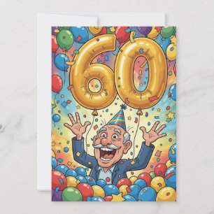 60e grappige opa in verjaardagskaart ballonenshow