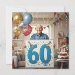 60e grappige opa met gigantische verjaardagskaarte