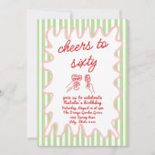 60e Hand Getrokken Kleurrijke Strepen Zestig Verja Kaart (Voorkant)