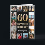 60e Happy Birthday Black en Gold Photo Collage Kaart<br><div class="desc">60e Happy Birthday Black en Gold Photo Collage Birthday Kaart. Voor verdere aanpassing,  te klikken gelieve de knoop "van de Aanpassing het"en ons ontwerphulpmiddel te gebruiken om deze sjabloon te wijzigen.</div>