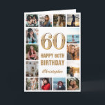 60e Happy Birthday Gold en White Photo Collage Kaart<br><div class="desc">60e Happy Birthday Gold en White Photo Collage Birthday Kaart. Voor verdere aanpassing,  te klikken gelieve de knoop "van de Aanpassing het"en ons ontwerphulpmiddel te gebruiken om deze sjabloon te wijzigen.</div>