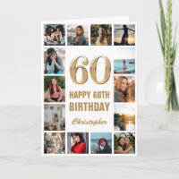 60e Happy Birthday Gold en White Photo Collage