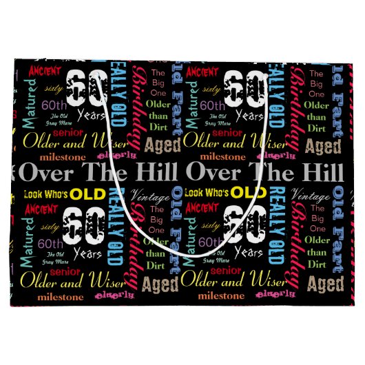 60e Happy Birthday in een graffiti-stijl Groot Cadeauzakje (Achterkant)