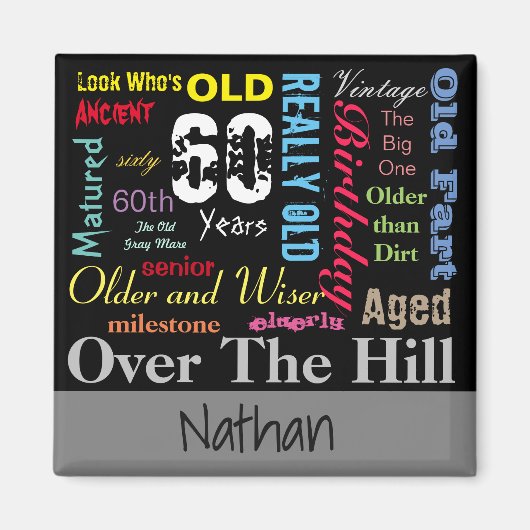 60e Happy Birthday in een graffiti-stijl Magneet (Voorkant)