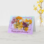60e Happy Birthday Kaart - Freesias (Gele Bloem)