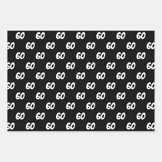 60e Happy Birthday - papier met aangepaste naam om Inpakpapier Vel (Voorkant)