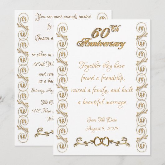 60e huwelijksfeest Jubileum Kaart (Voorkant / Achterkant)