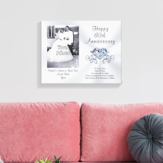 60e huwelijksgeschenk voor Jubilea. FOTO Canvas Afdruk (Insitu (Woonkamer))