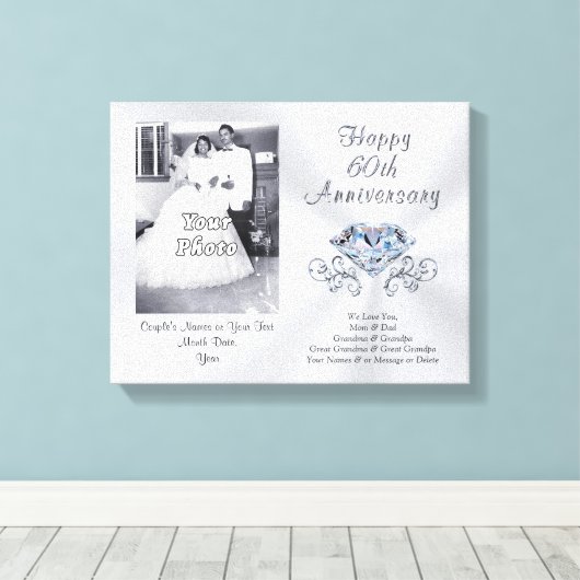 60e huwelijksgeschenk voor Jubilea. FOTO Canvas Afdruk (Insitu (Houten vloer))