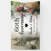 60e huwelijksjubileum aangepaste 2 foto collage spandoek (Verticaal)