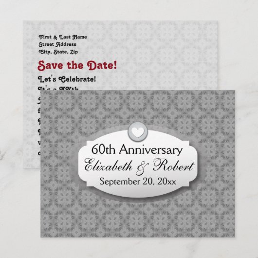 60e huwelijksjubileum diamanten jubileum Z01 Aankondigingskaart (Voorkant / Achterkant)