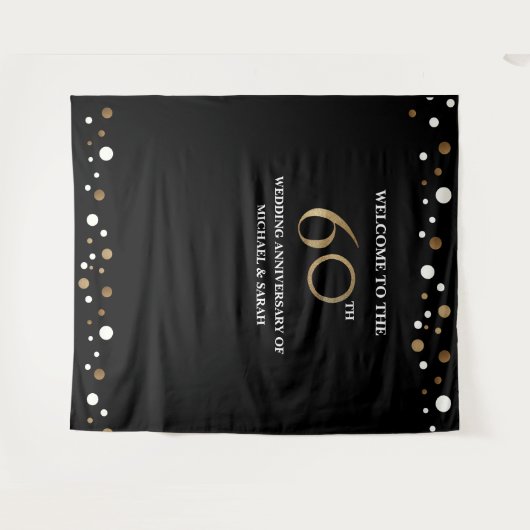 60e Huwelijksjubileum Foto achtergrond Wandkleed (Voorkant (horizontaal))