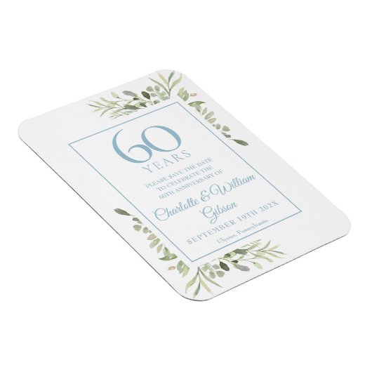 60e huwelijksjubileum Save the Date gebladerte Magneet (Rechterzijde)
