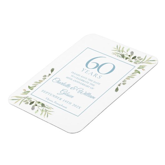 60e huwelijksjubileum Save the Date gebladerte Magneet (Linkerzijde)