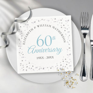 60e Huwelijksjubileum Script Hartjes Confetti Servet