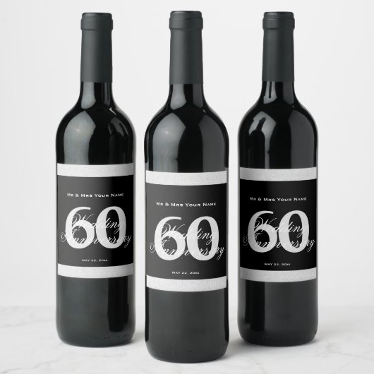 60e huwelijksverjaardag aangepaste wijnlabel wijn etiket (Flessen)