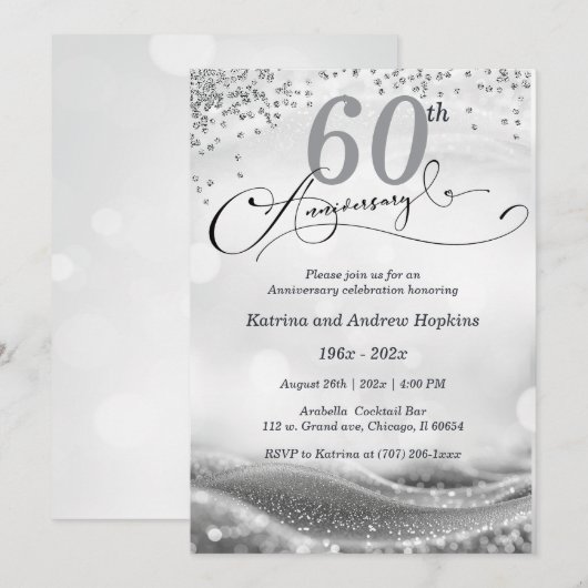 60e huwelijksverjaardag Elegant afdrukbaar Kaart (Voorkant / Achterkant)