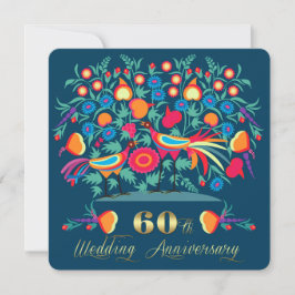 60e huwelijksverjaardag Folk Art Kaart