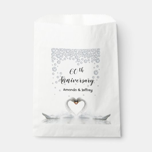 60e huwelijksverjaardag witte zwaan paar bedankzakje (Voorkant)
