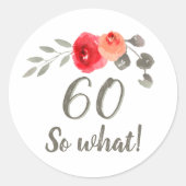 60e Inspirerend Waterverf van de geboorte Floral Ronde Sticker (Voorkant)