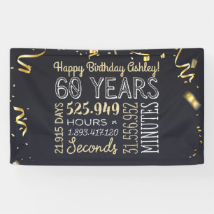 60e jaarbanner - 60 jaar in uren en seconden spandoek