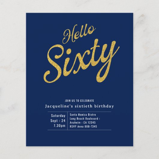 60e jaarlijkse uitnodiging voor het 60e blauwe gou flyer (Voorkant)