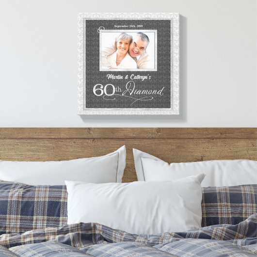 60e Jubileum 11x11 met Namen Datum Foto Canvas Afdruk (Insitu (Slaapkamer))