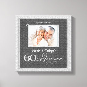 60e Jubileum 11x11 met Namen Datum Foto Canvas Afdruk