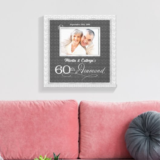 60e Jubileum 11x11 met Namen Datum Foto Canvas Afdruk (Insitu (Woonkamer))
