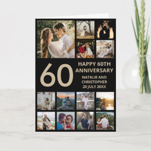 60e Jubileum 13 Foto Collage Black en Gold Kaart