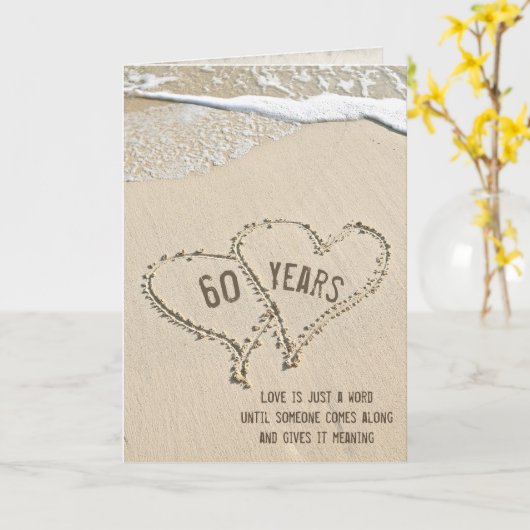 60e Jubileum Beach Hearts Kaart (Gele Bloem)