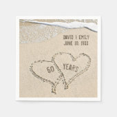 60e Jubileum Beach Hearts Napkins Servet (Voorkant)