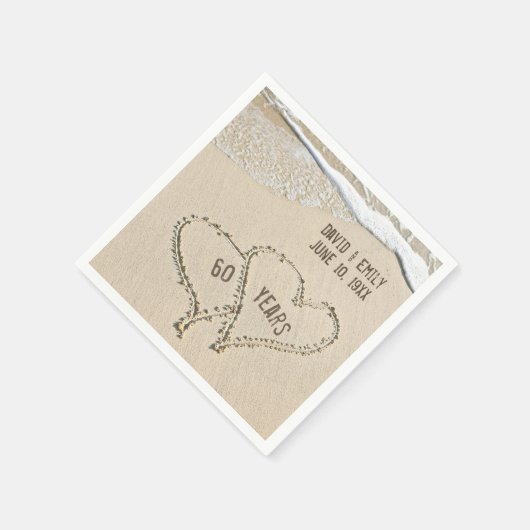 60e Jubileum Beach Hearts Napkins Servet (Hoek)