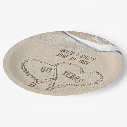 60e Jubileum Beach Hearts Paper Bord (Gekanteld)